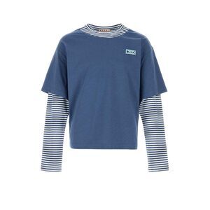 Marni Men Air Force Blue Linen Bend T-Shirt